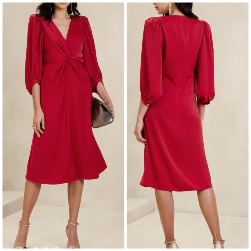 NWT Banana Republic Red Midi Dress